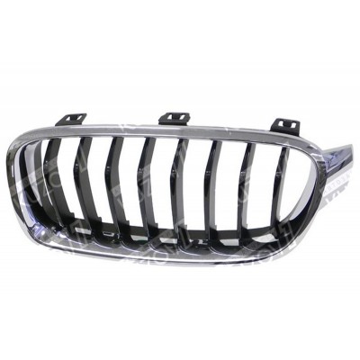 Решетка радиатора (левая) M-Sport, Хром, Черная TYG для BMW 3 (F30 / F31) 2011-2018 - фото