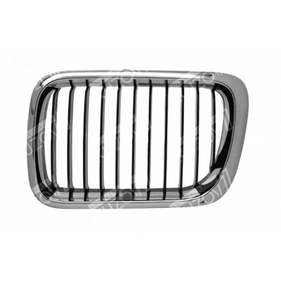 Решетка радиатора (левая) Хром + Хром Ребра (черные Внутри) Стиль M5 TYG для BMW 5 (E39) 2000-2003 - фото