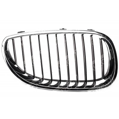 Решетка радиатора (правая) Хром + Черные Ребра TYG для BMW 5 (E60 / E61) 2003-2007 - фото