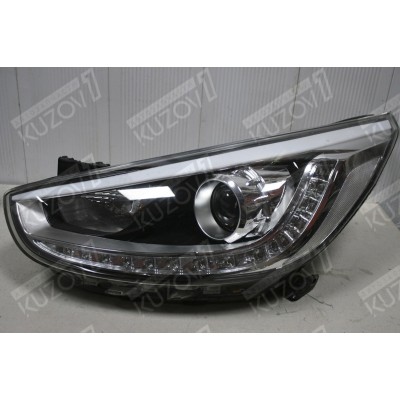 Передняя фара (левая) Линзовая, Светодиодная, Russia, TYC для HYUNDAI SOLARIS 2014-2017 - фото