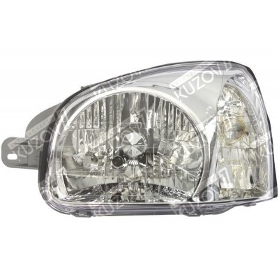 Передняя фара (левая) Хром Корпус, DEPO для HYUNDAI SANTA FE 2000-2006 - фото