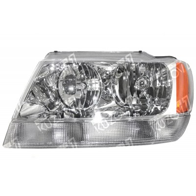 Передняя фара (левая) Limited-Хром, DEPO для JEEP GRAND CHEROKEE 1998-2004 - фото