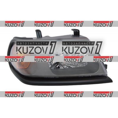 Передняя фара (правая) Черная Рамка / Темная Внутри, TYC для Mitsubishi Pajero Sport 2000-2008 - фото